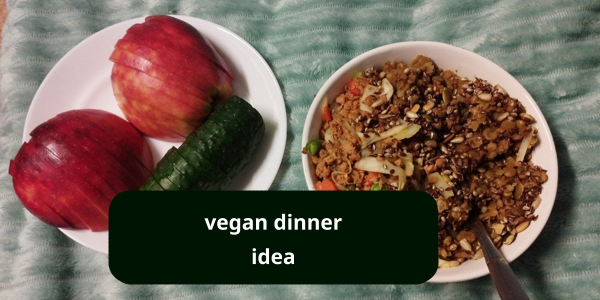 Dinner with text "vegan dinner idea"